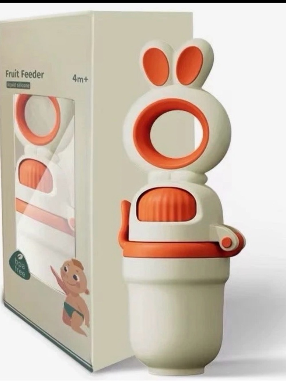 Silicone Bunny Fruit Feeder for Babies - Cream & Orange